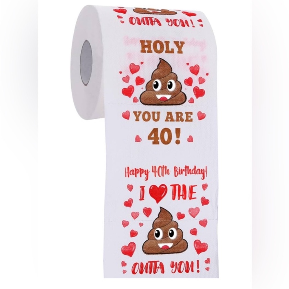 Funny 40th Birthday Toilet Paper - White and Red - Gag Gift Prank